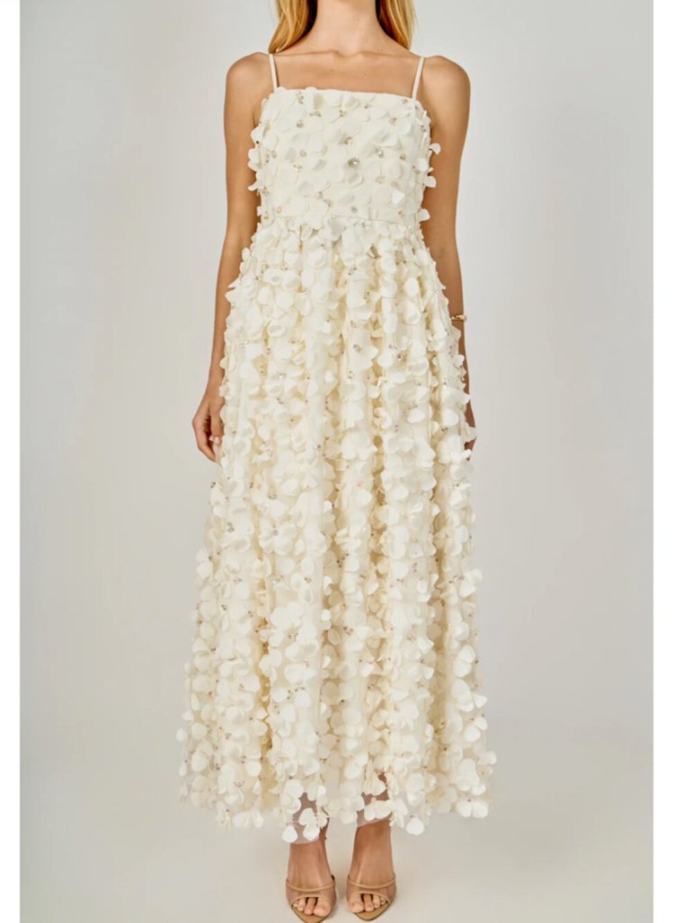 Endless Rose 3D Floral Sleeveless Midi Dress